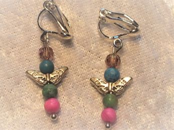 Clip-on butterfly earrings