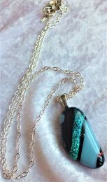 Dichroic glass on 25" silver-filled chain, definitely one-of-a-kind!