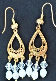Pearls, Swarovski crystals on a gold-filled chandelier