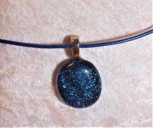 Midnight blue dichroic glass pendant
