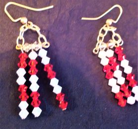 Red and white Swarovski crystal earrings