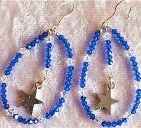 Little 3mm blue Swarovski crystals  and sterling silver earrings