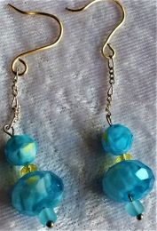 Blue and Yellow Swirl Earrings  in Motion