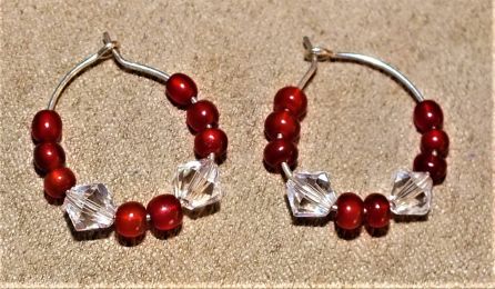 Garnet beads and Swarovski crystals