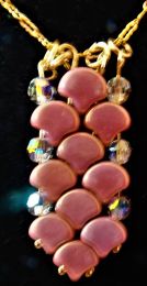 16" Gold-filled Chain Holding Pendant of Soft Pink Beads and Swarovski Crystals