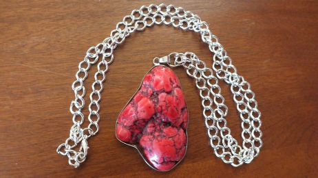 Rugged Pendant of Howlite, dyed Red