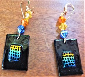Dichroic Glass and Crystal earrings