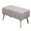 Mid-Century Style Ottoman Footrest Storage Bench in Grey and White