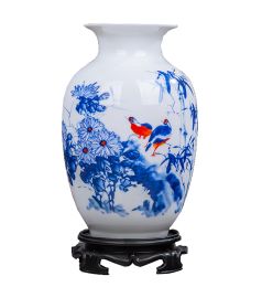 Chinese White Ceramic Vase Art Home Decorative Vase (Design: Flowers)